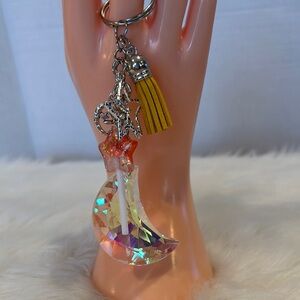Iridescent Crystal Moon Keychain/Handbag Charm Handcrafted by @windswepttrace